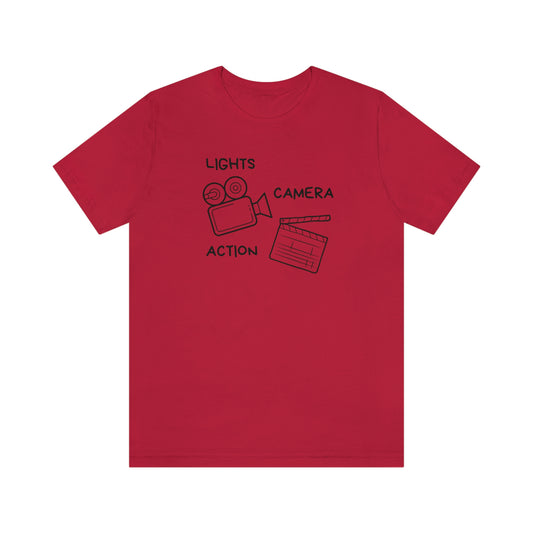 Lights Action Camera T-Shirt | Unisex Jersey Short Sleeve Tee for Men & Women